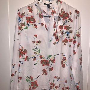 Forever 21 Floral Blouse Tie Front